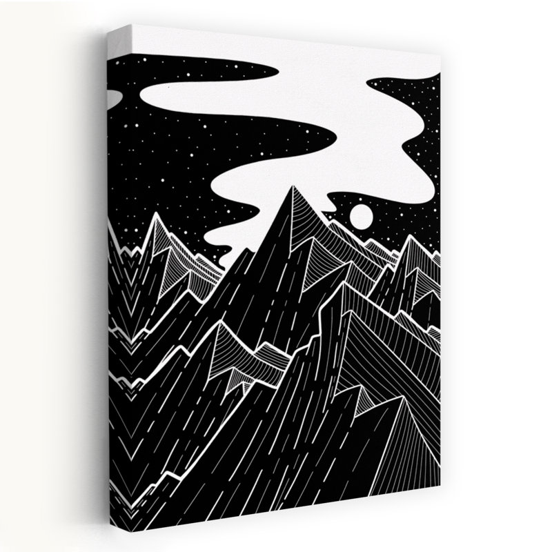 «White Smoke Peaks», paysage contemporain abstrait, art mural de montagne, H 60 po x l 40 po
