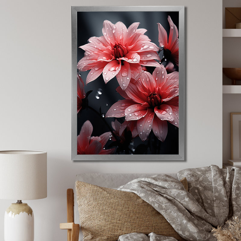 Cortana Pink Crimson Harmony I - impression, Cadre photo argenté, H 20 po x l 12 po x P 1 po
