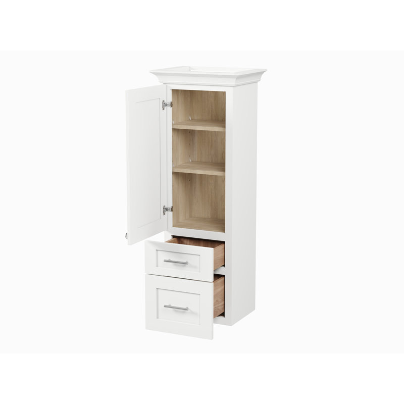 Disar 15'' Counter Top Tall Bathroom Cabinet With Drawer, White