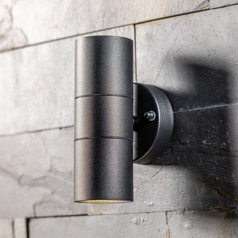 Breneshia 22cm H Outdoor Wall Lantern, Dark Grey Stainless Steel