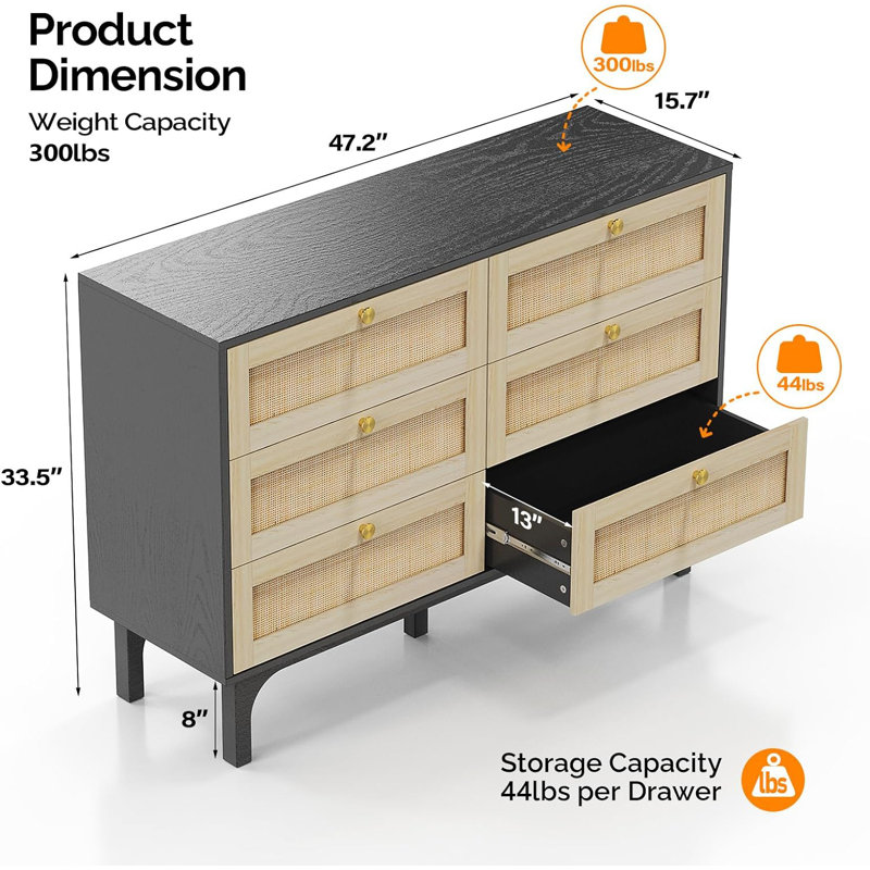 Commode double 6 tiroirs Castorena