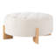 Repose-pieds rond capitonné 32 po avec pieds en bois massif, table basse moderne avec boutons capitonnés, lignes passepoilées, repose-pieds en chenille pour le salon-2131801799