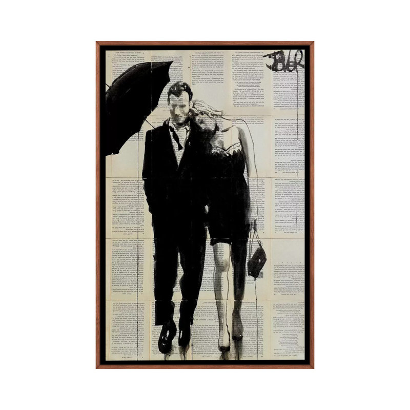 Impression d’art graphique, "each other" par Loui, Toile classique avec cadre brun, Pas de tapis, H 26 po x l 18 po x 1,5 po