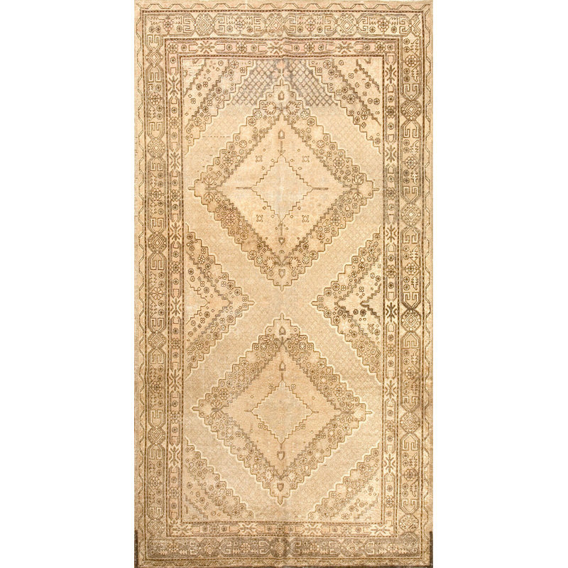 Tapis Khotan antique en laine crème tissé à la main