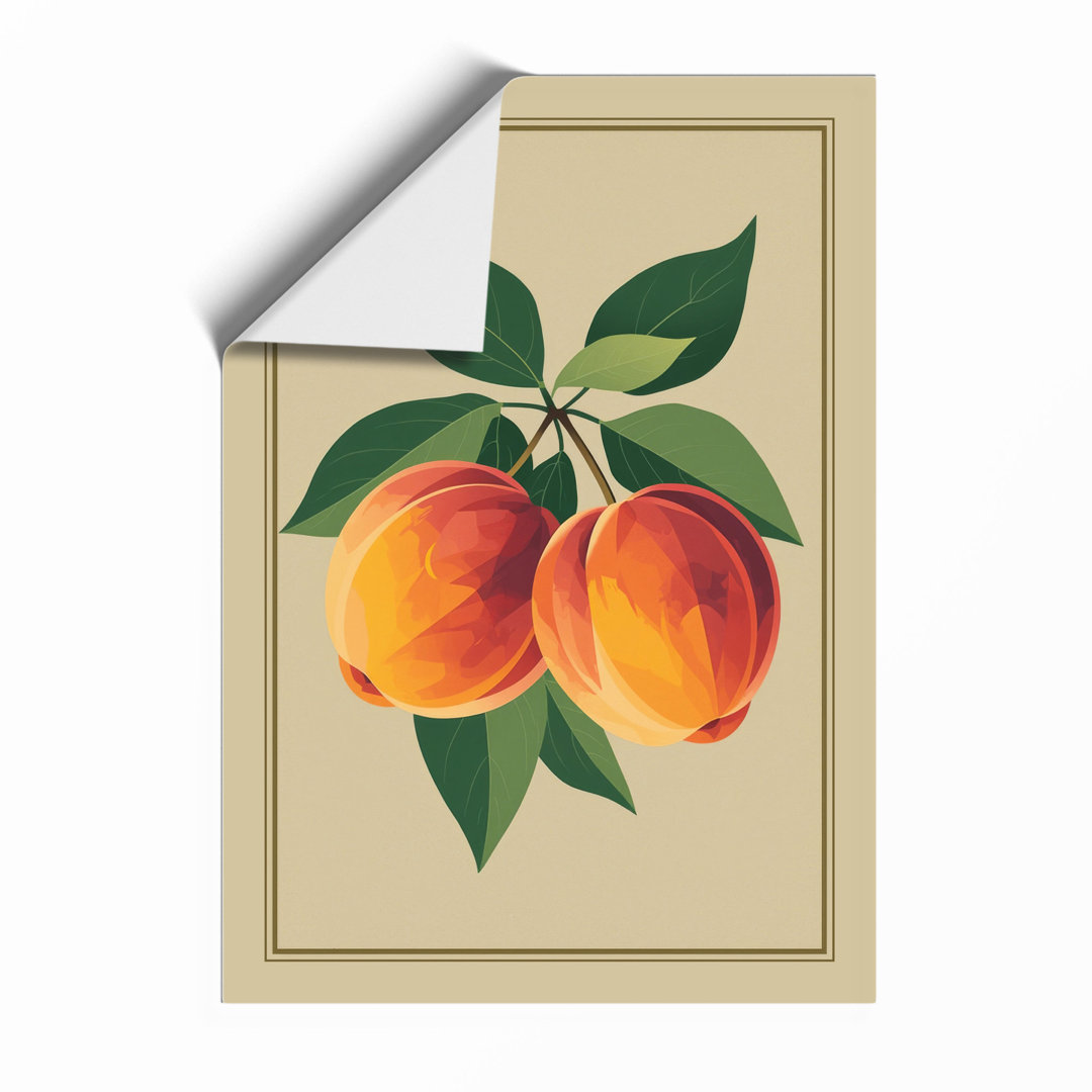 Peaches and Leaves Botanical Framed Art Print