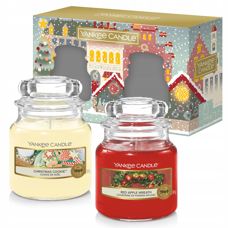 Yankee Candle Original Small Jar Christmas Gift Set - Christmas Cookie & Red Apple Wreath 
