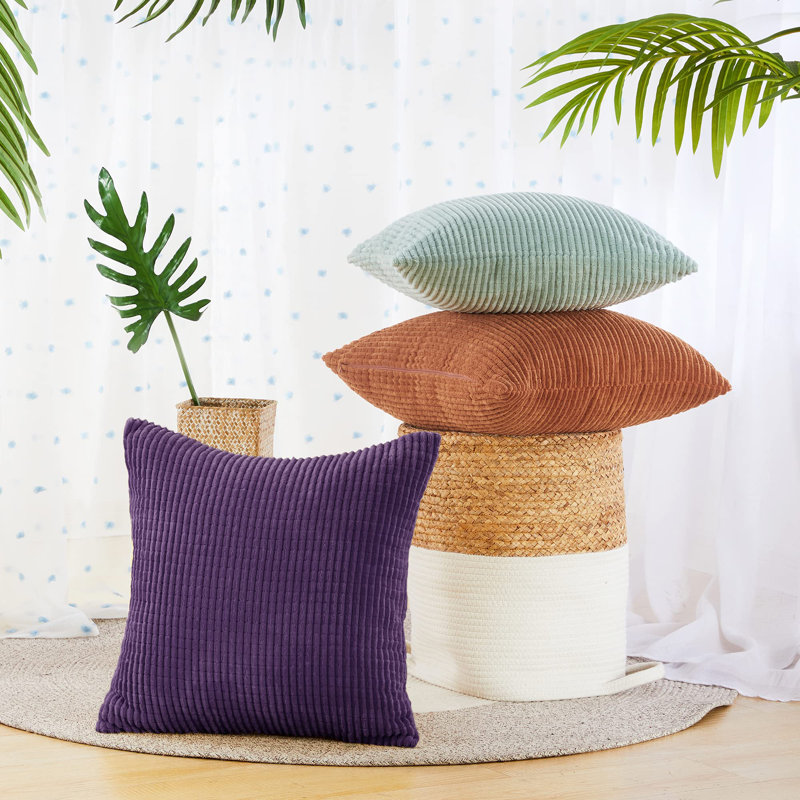 Pillow Cover, Purple, 4 Piece Set, Square 18"