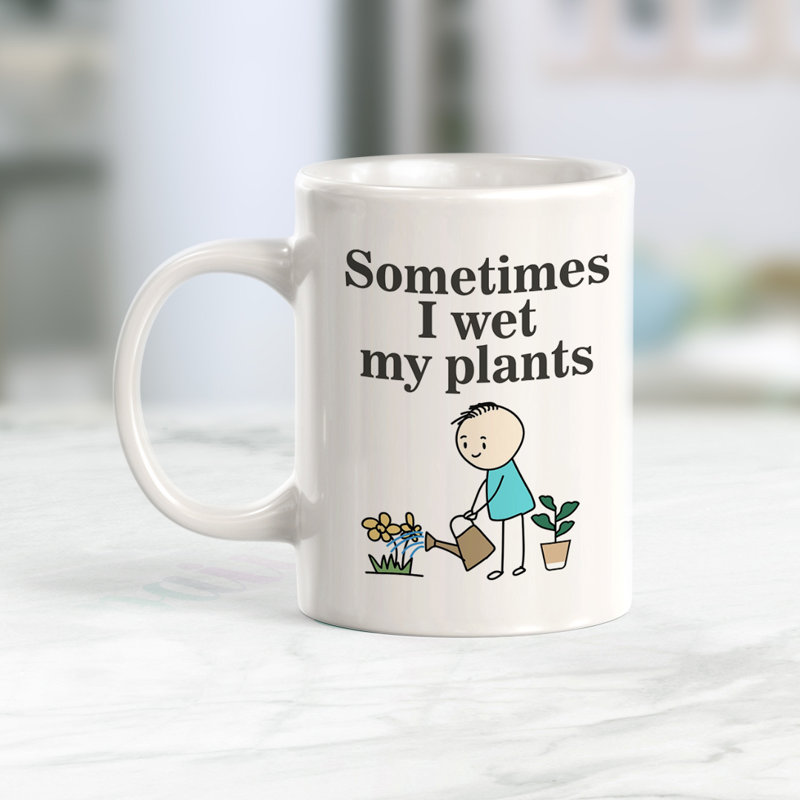 Parfois, je mouille mes plantes 15 oz tasse à café, Ensemble de verres à lait, Céramique
