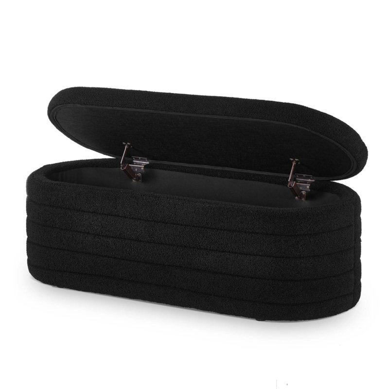 Banc de rangement moderne avec repose-pieds ovale, Noir