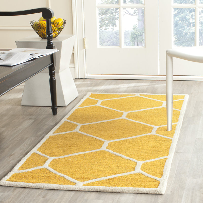 Sadowa Geometric Wool Hand Woven Area Rug, Rectangle 122 x 183 cm