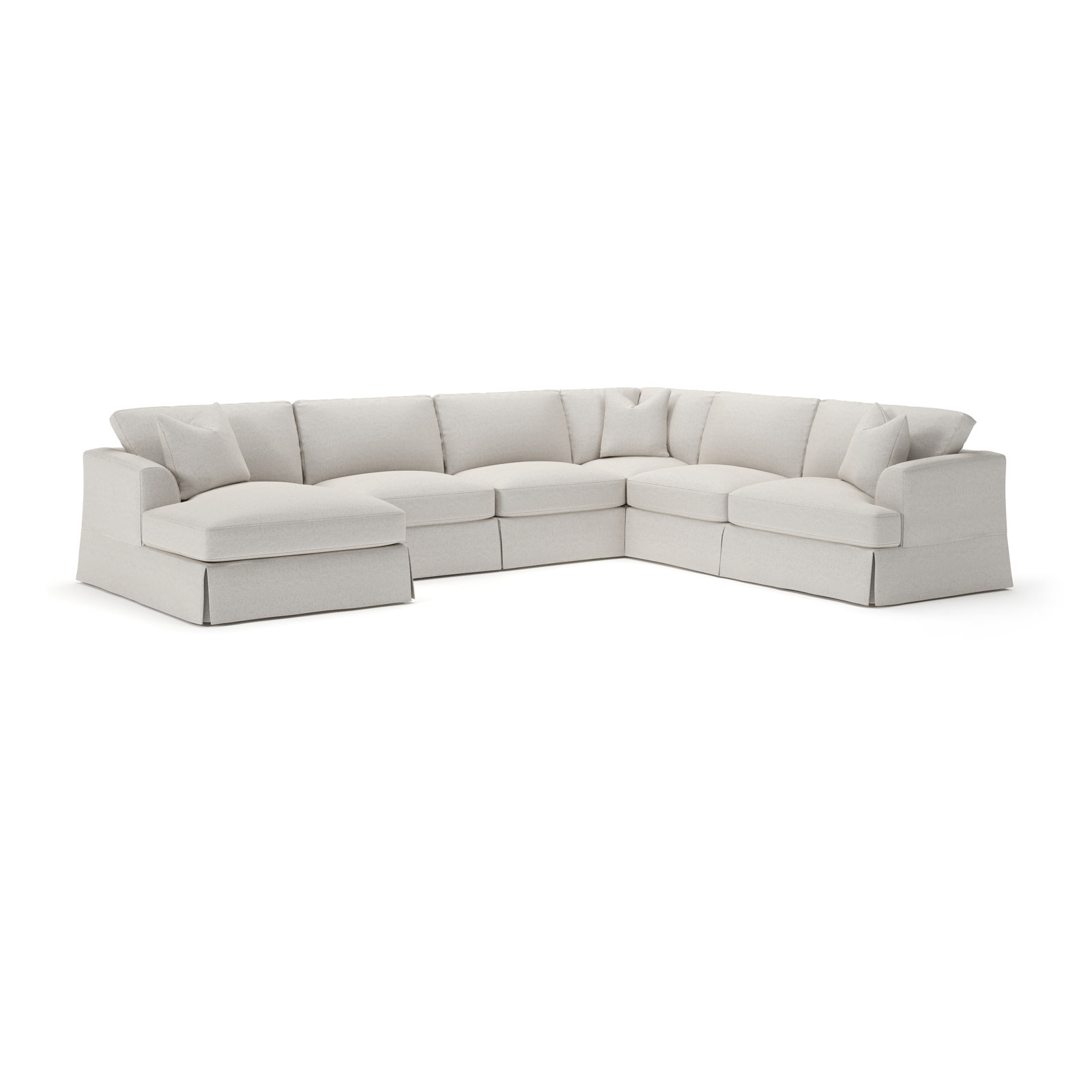 Lucia Upholstered Chaise U-Sectional, Left Hand Facing, Macarena Light Gray Canvas