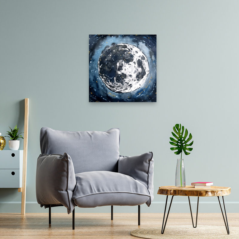 Cosmic Moon, paysage contemporain contemporain, art mural, H 24 po x l 24 po