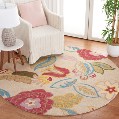Tapis floral en laine crocheté à la main Emrick