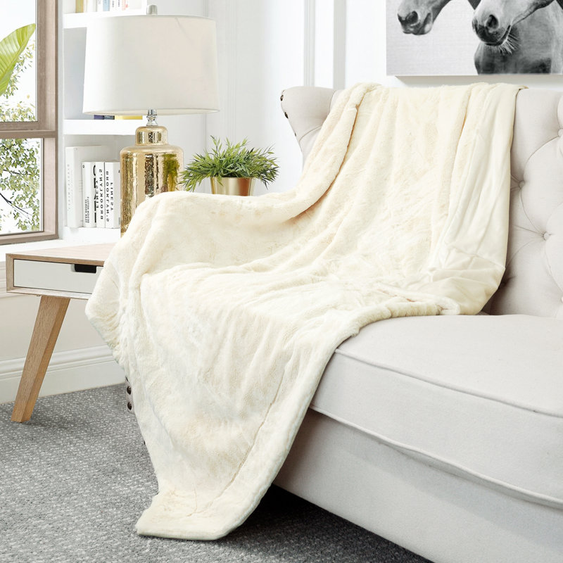 Knitted Throw Blanket, White