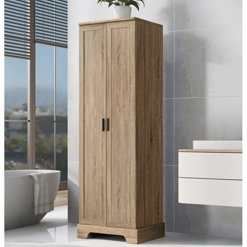 Medium Density Fiberboard (MDF) Single Storage Cabinet ( 71.2'' H x 23.3'' W x 16.9'' D), Brown