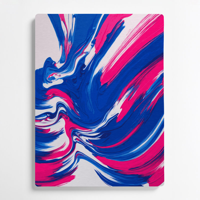 Abstrait couleur champ 52, art mural en métal bleu, H 11 po x l 14 po