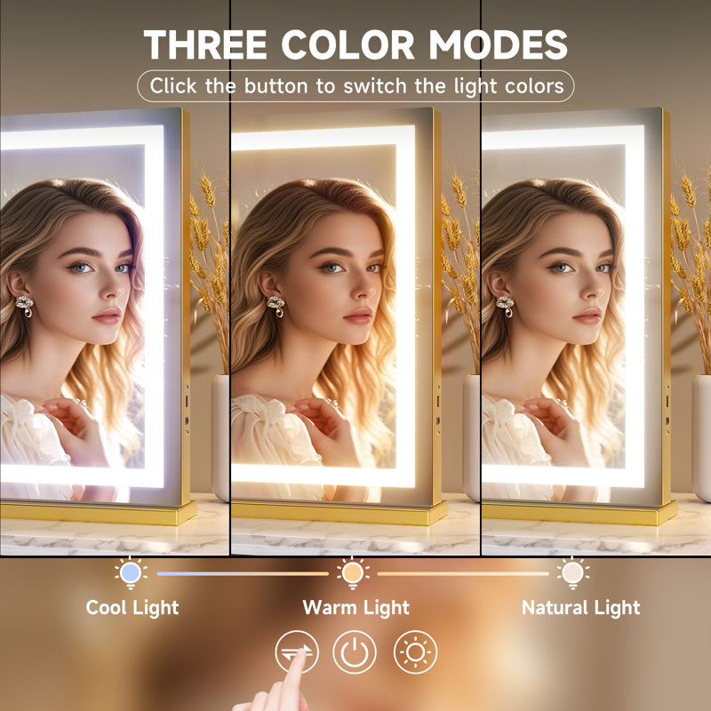 Led Lighted Touch Switch Memory Bathroom & Vanity Mirrors Mirror With Removable  Magnification And USB Charging Port