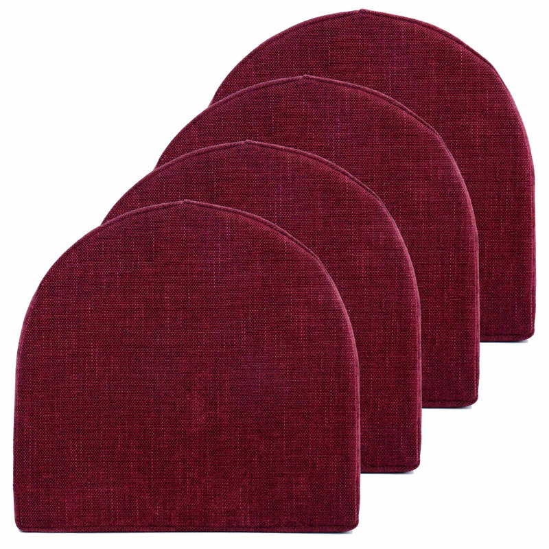 Coussins de chaise d'intérieur haute densité en mousse à mémoire de forme avec attaches, Noir, 4