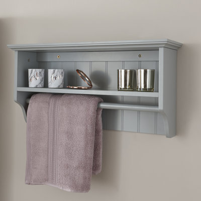 Ashbury Wood Accent Shelf with Towel Bar