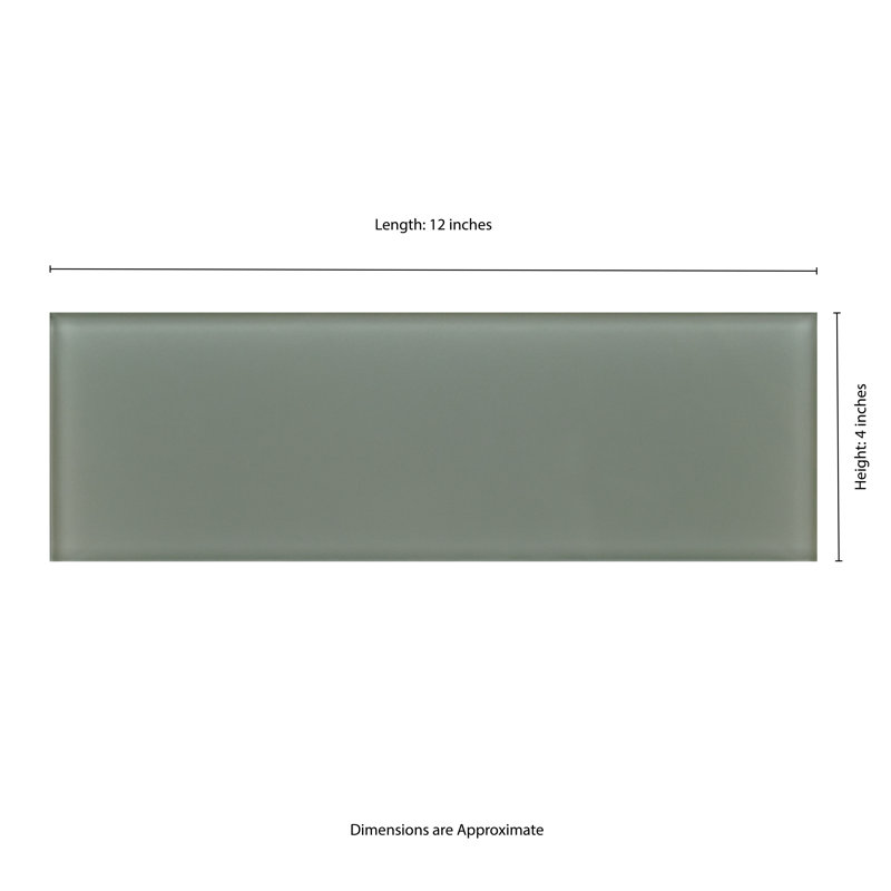 Rivella Subway 4 in. x 12 in. Glossy Glass Wall Tile, Eucalypt