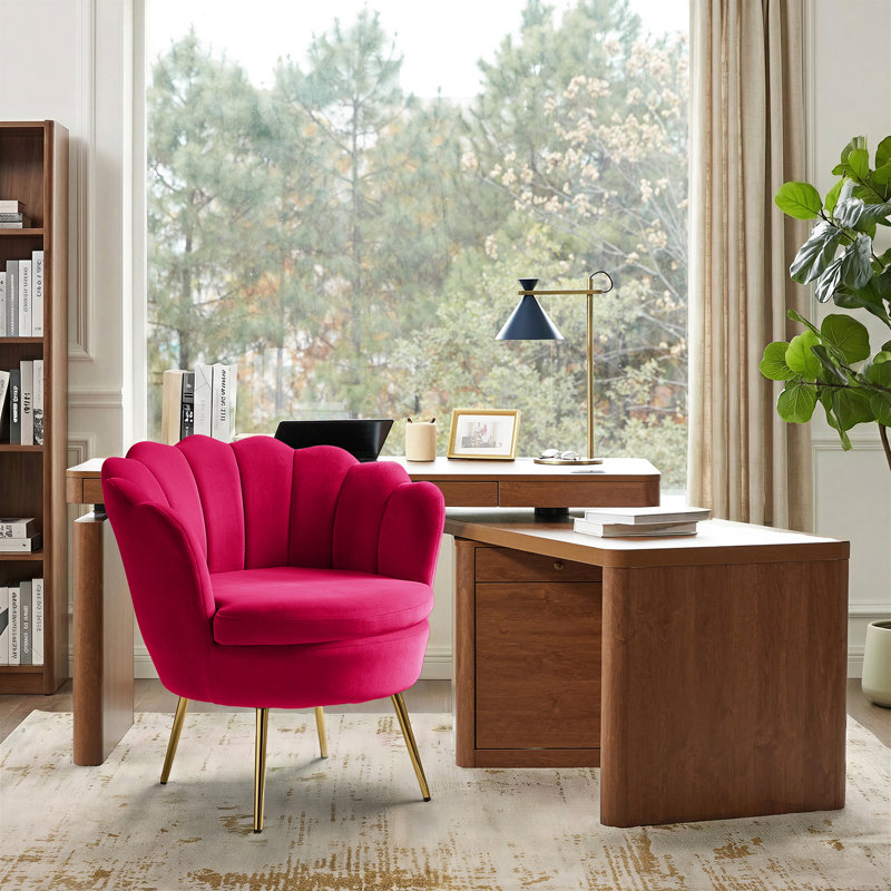 Hendrix Velvet Accent Chair, Fuchsia Velvet