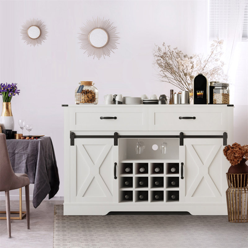 Grande armoire à vin moderne en bois avec garde-manger, Blanc