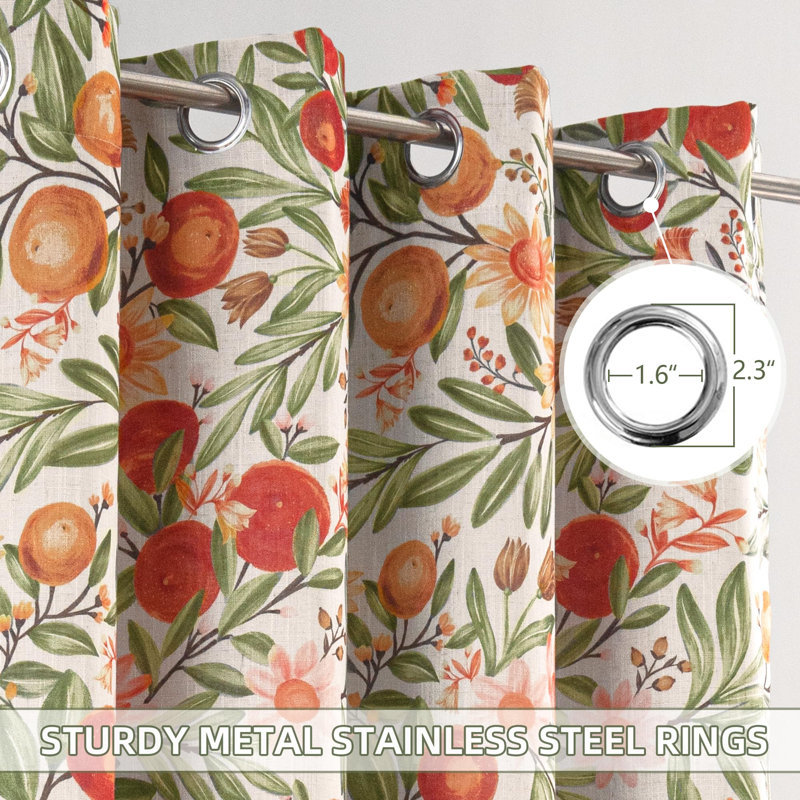 Hansfried Floral Blackout Thermal GrommetCurtain Panels, 52" W x 84" L