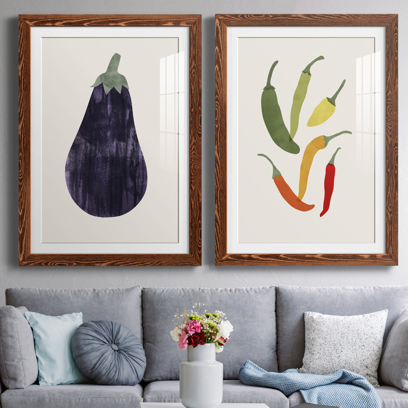 Organic Veg VIII - ensemble de 2 peintures encadrées, H 24 po x l 36 po x P 1,5 po, Érable
