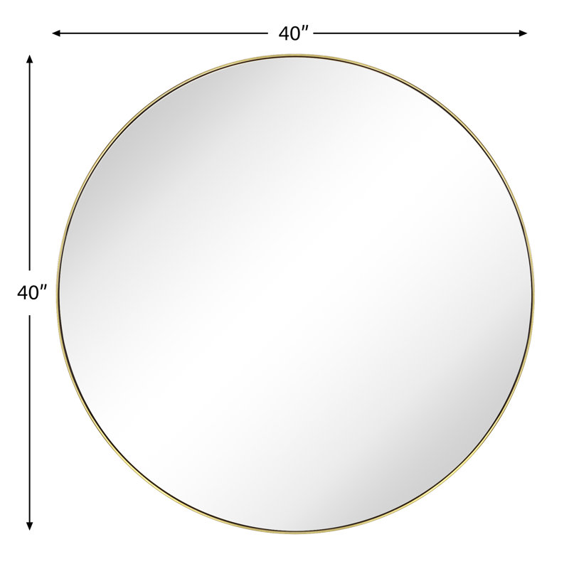 Circular Round Stainless Steel Framed Wall Mounted Bathroom Vanity Mirror, Brushed Gold, 40" x 40"