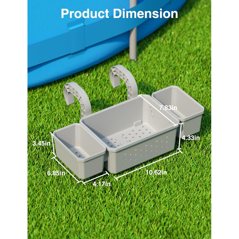 Panier de rangement près de la piscine avec 2 porte-gobelets