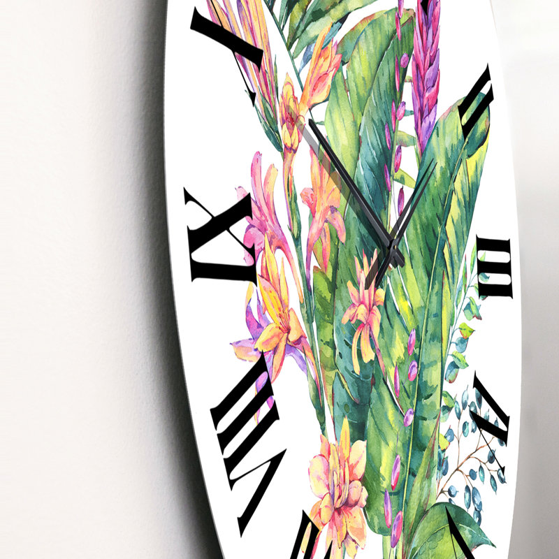 Horloge murale rétro - fleurs d'orchidées en fleurs rétro, Grand