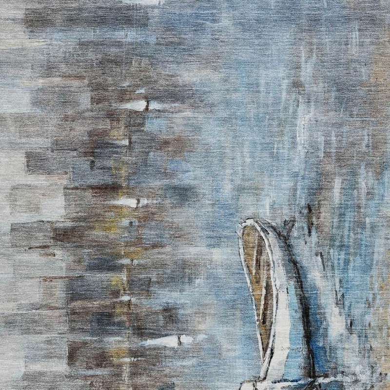 Tapis intérieur / extérieur 5 pi x 8 pi bleu et beige