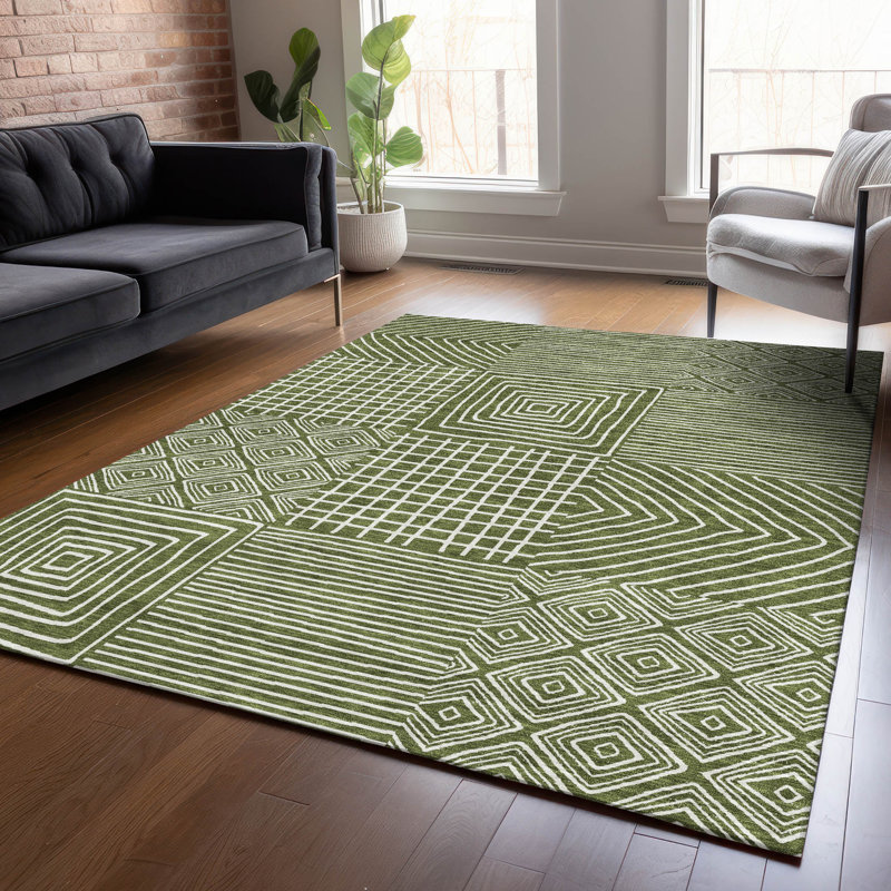 Tapis intérieur / extérieur vert Junia , 9 pi x 12 pi