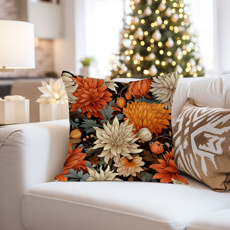 Floral Pillow Cover, 20"H x 20"W