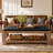 55.12" Upholstered Solid Wood Coffee Table with Open Storage