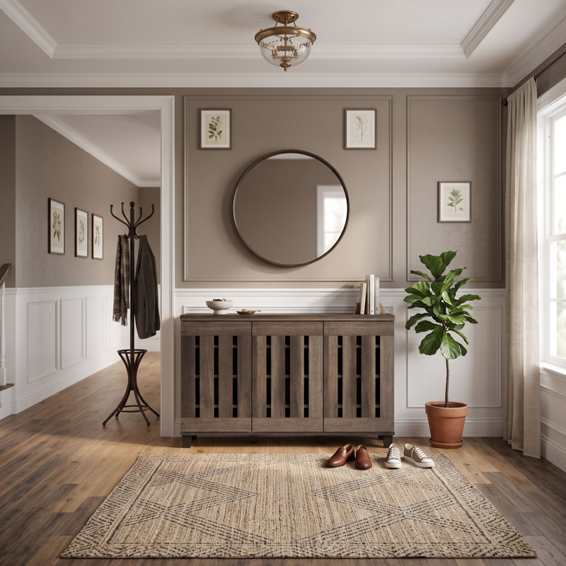 Baron 16 Pair Shoe Storage Cabinet, Dark Dusty Oak