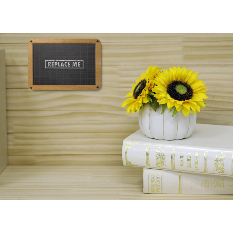 Arrangement floral tournesol en pot, Jaune, Blanc