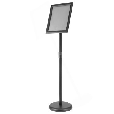 Pedestal Sign Holder, 8.5 X 11 Inch Vertical And Horizontal Adjustable Poster Stand, Heavy-Duty Floor Standing Sign Holder With Round Base For Display, Advertisement, And Outdoor, Black