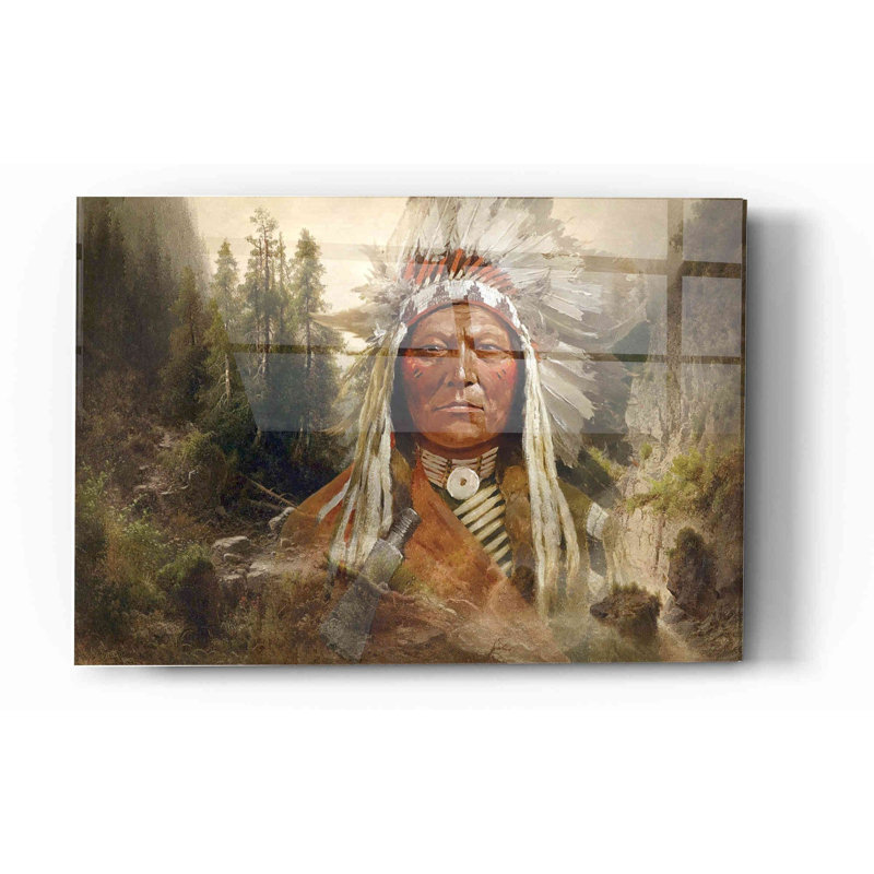 «Sitting Bull» par Steve Hunziker, art mural en verre acrylique, H 12 po x l 16 po x P 0,12 po