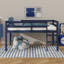 Lit mezzanine simple surélevé avec échelle, plateforme à lattes renforcées-867106697