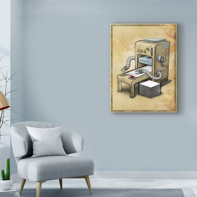« printer », art sur toile, H 19 po x l 14 po x P 2 po