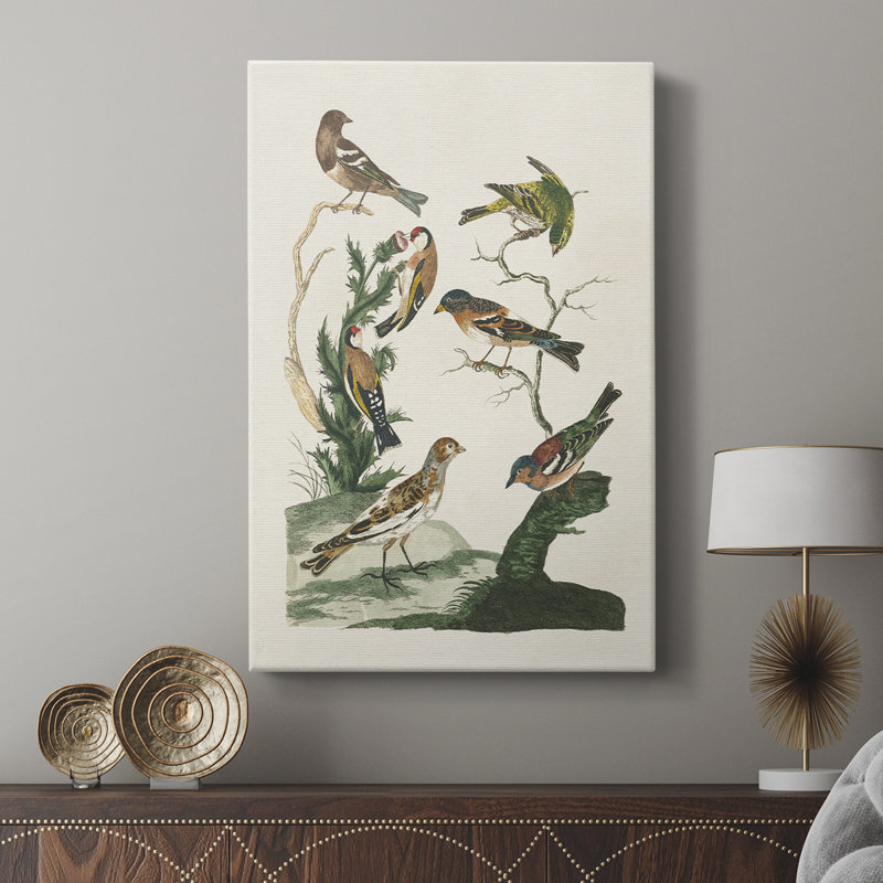 Oiseaux antiques dans la nature I - galerie Cavas sur mesure, H 60 po x l 40 po