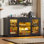 Armoire bar 63 "avec espace réfrigérateur et lumière à DEL, armoire à vin moderne avec support à vin, station de charge, tiroir, buffet pour la salle à manger de cuisine