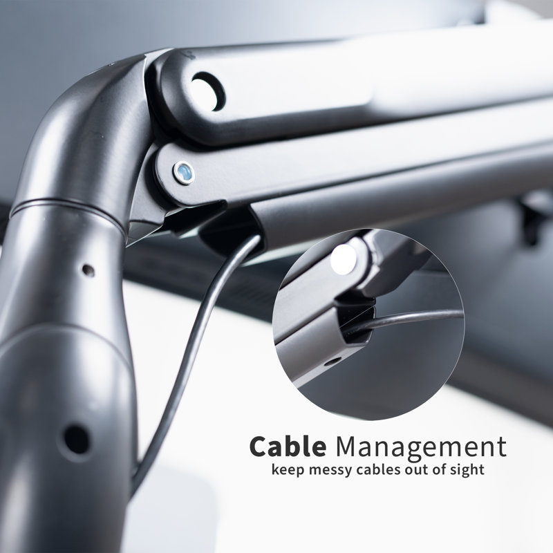 Black Aluminum Ultrawide Monitor Desk Mount with USB Ports
