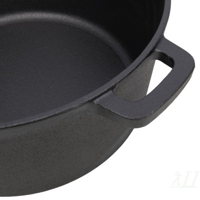 3 in 1 Pre-Seasoned Cast Iron Dutch Oven, Outdoor Camping Deep Pot, 5 Quart. Cover As A Skillet with Ribbed Bottom Design. With 2pcs Silicone Handel Covers, 1PC Lid Lifter.