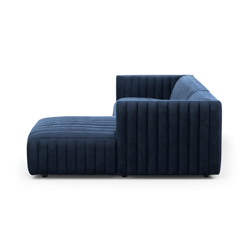 Augustine Chaise Sectional, Right Hand Facing, Orly Natural Velvet, 26" H X 105" W X 64" D