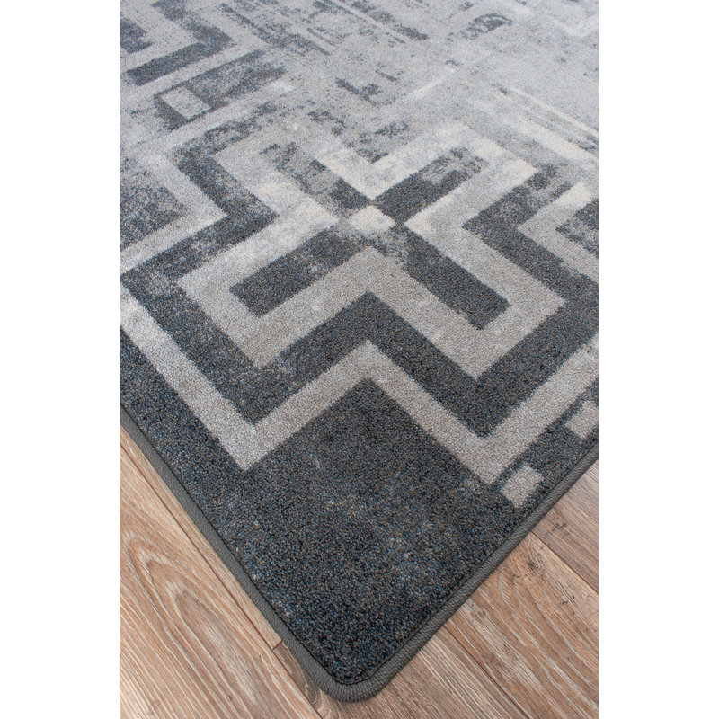 Tapis gris à motif géométrique Wynnewood, Rectangle 4 pi x 5 pi