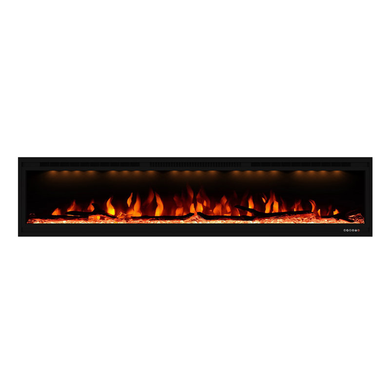 Nazaret WiFi Smart Recessed Wall Mounted Electric Fireplace Insert with Remote, Overheating Protection, Logset and Crystal, Touch Screen, 1500W/750W