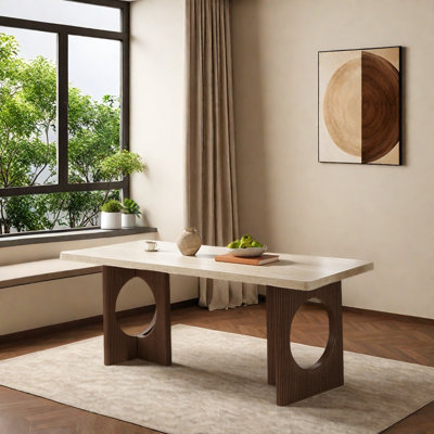 Retro-style cave stone rock slab dining table