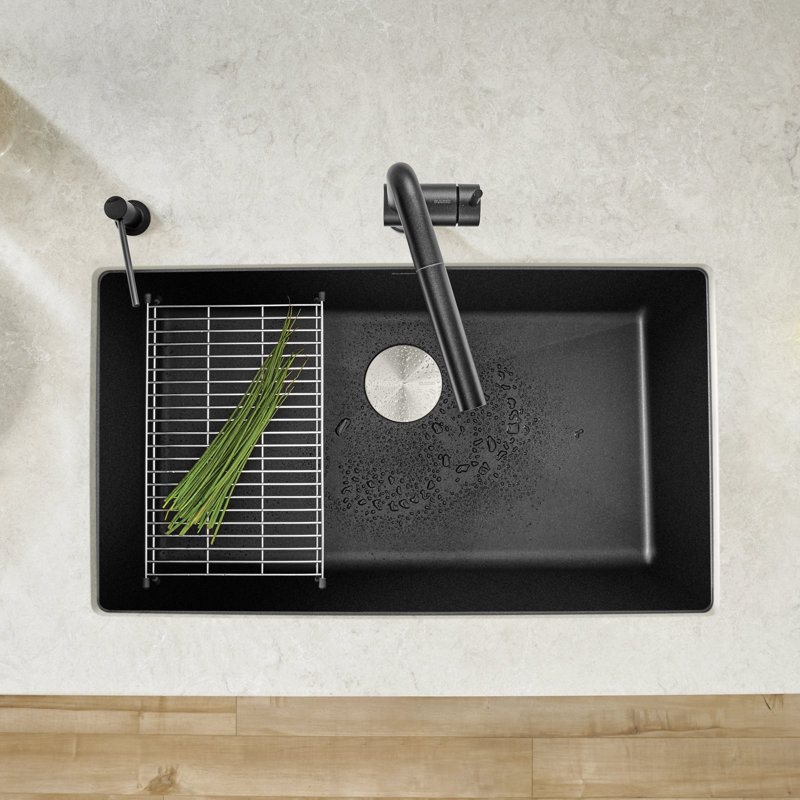 Precis SILGRANIT 30" L X 18" W Undermount Kitchen Sink, Coal Black